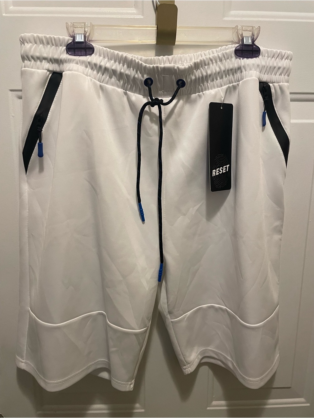 Men’s White Athletic Drawstring Shorts